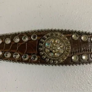 Blazin Roxx Brown Crocodile Print with Rhinestones Western Belt-Size M Blazin Roxx | Accessories | Blazin Roxx Brown Crocodile  main image 2